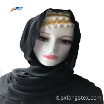 Hijab sciarpa araba nera 100% poliestere da donna musulmana